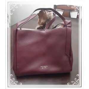 NWT~ KATE SPADE Burgundy Pebbled Leather Retail Knott Largd Shoulder Bag~$398 RV